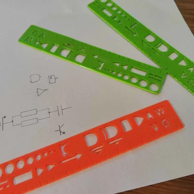 Thước Template kèm Sơ đồ/Ký hiệu Điện (Template Ruler with Electrical Diagrams)