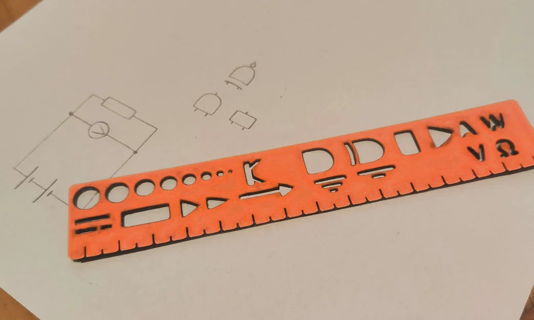 Thước Template kèm Sơ đồ/Ký hiệu Điện (Template Ruler with Electrical Diagrams) - Image 4