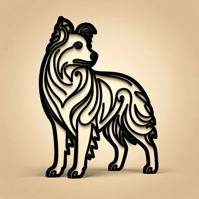 Tranh treo tường 3D hình chó Border Collie nghệ thuật