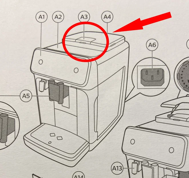 Nắp đậy ngăn cà phê bột cho máy pha Philips LatteGo 5400/4600 - Image 8