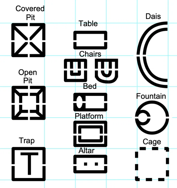 Dungeon Stencil – Bộ stencil ký hiệu vẽ map hầm ngục D&D - Image 5
