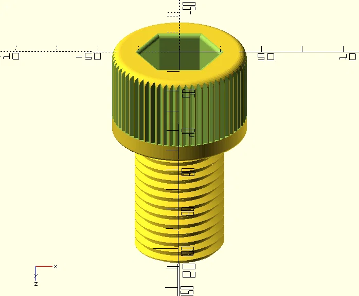 Thư viện OpenSCAD: Vít/Bu lông và Đai ốc chuẩn DIN (DIN screws/bolts and nuts) - Image 2