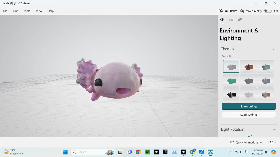 Mô hình 3D Axolotl (Kỳ giông) cực dễ thương để in trang trí - Image 1