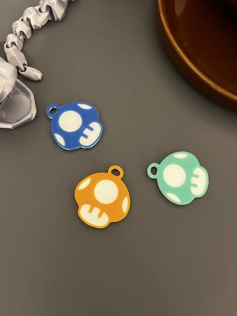 Móc khóa hình nấm Super Mario (Mushroom Keychain) in 3D - Image 1