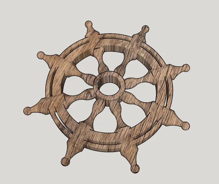 Mô hình 3D vô lăng tàu thủy (Rudder Wheel) decor trang trí độc đáo - Image 1