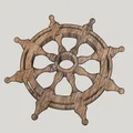 Mô hình 3D vô lăng tàu thủy (Rudder Wheel) decor trang trí độc đáo - Thumbnail 1