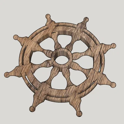 Mô hình 3D vô lăng tàu thủy (Rudder Wheel) decor trang trí độc đáo