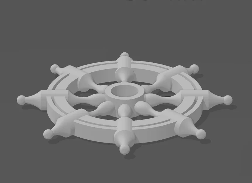 Mô hình 3D vô lăng tàu thủy (Rudder Wheel) decor trang trí độc đáo - Image 3