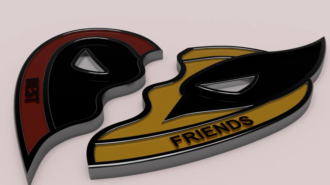 Móc khóa / Dây chuyền logo trái tim Deadpool Wolverine - Image 2