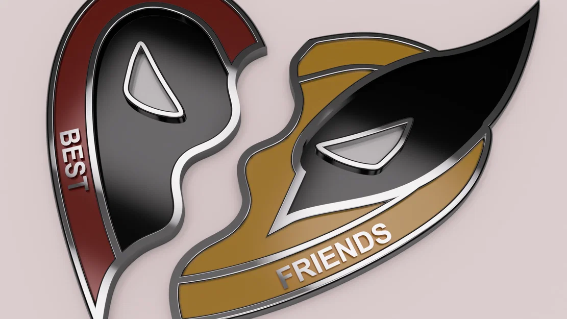 Móc khóa / Dây chuyền logo trái tim Deadpool Wolverine - Image 3