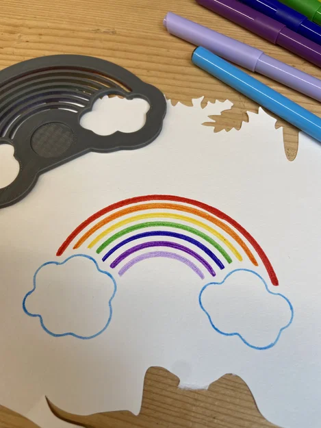 Khuôn vẽ hình cầu vồng (Rainbow Stencil) - Đồ chơi in 3D sáng tạo - Image 1