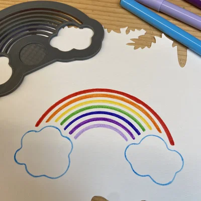 Khuôn vẽ hình cầu vồng (Rainbow Stencil) - Đồ chơi in 3D sáng tạo