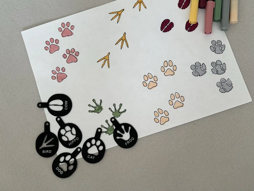 Bộ khuôn tô hình dấu chân động vật cho bé 3D printable - Image 3