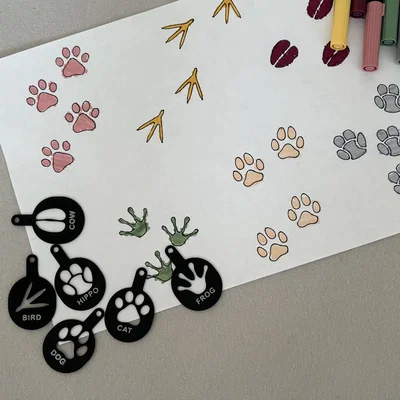 Bộ khuôn tô hình dấu chân động vật cho bé 3D printable