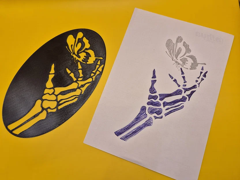 Khuôn Mẫu Vẽ Tay Xương và Bướm Độc Đáo (Skelet Hand Stencil) - Image 1