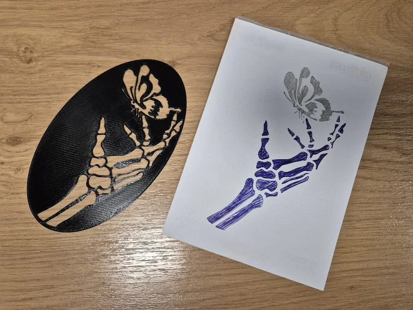 Khuôn Mẫu Vẽ Tay Xương và Bướm Độc Đáo (Skelet Hand Stencil) - Image 2