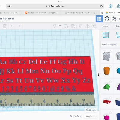 Bảng khuôn mẫu chữ cái và số tích hợp thước đo in 3D cực tiện dụng