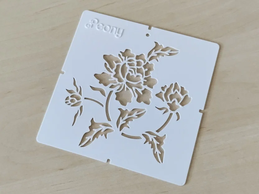 Mẫu Stencil Hoa Mẫu Đơn (Peony Stencil Template) - Image 1