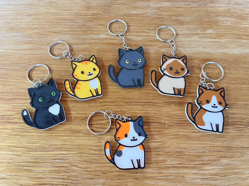Móc khóa mèo tam thể dễ thương (Cute Calico Cat Keychain) - Image 1