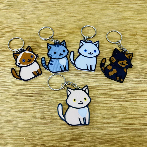 Móc khóa Mèo Kem Dễ Thương (Cute Cream Cat Keychain) - Image 1