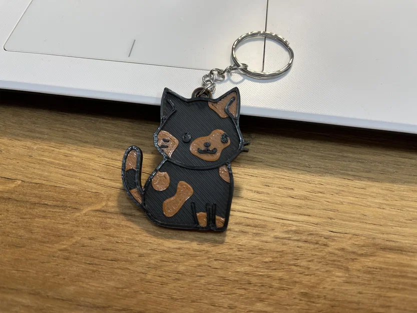 Móc khóa mèo tortoiseshell siêu cưng (Cute Tortoiseshell Cat Keychain) - Image 2