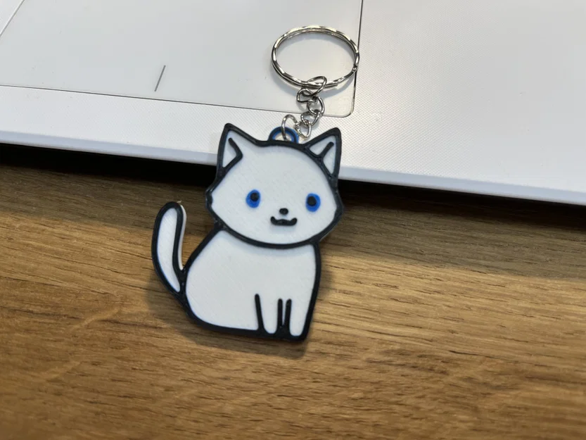 Móc khóa Mèo Trắng Dễ Thương (Cute White Cat Keychain) - Image 2