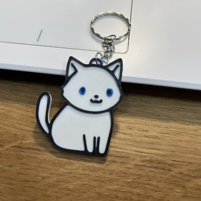 Móc khóa Mèo Trắng Dễ Thương (Cute White Cat Keychain)
