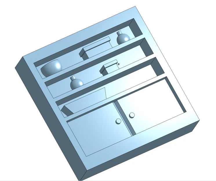 Mô hình tủ chén dĩa TTRPG (CupBoard) 1x2 in 3D chi tiết - Image 3