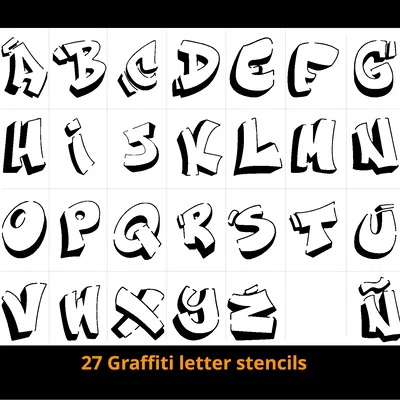 27 Stencil Chữ Graffiti (A–Z + Ñ)
