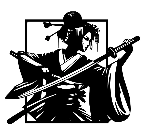Mẫu tranh treo tường Geisha Samurai nghệ thuật in 3D đẹp mắt - Image 1