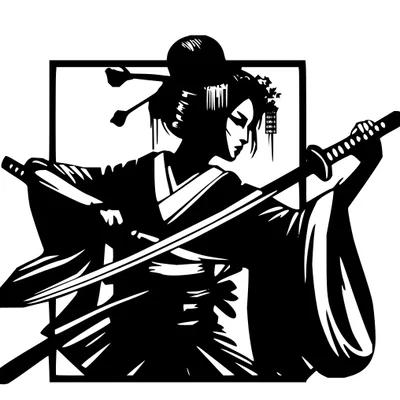 Mẫu tranh treo tường Geisha Samurai nghệ thuật in 3D đẹp mắt