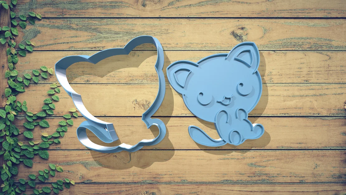 Bộ khuôn cắt bánh quy hình mèo (Cat Cookie Cutter Set) in 3D xinh xắn - Image 2