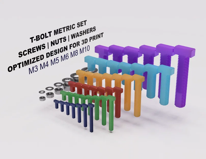 Bộ T-Bolt Metric M3 M4 M5 M6 M8 M10 - Image 1
