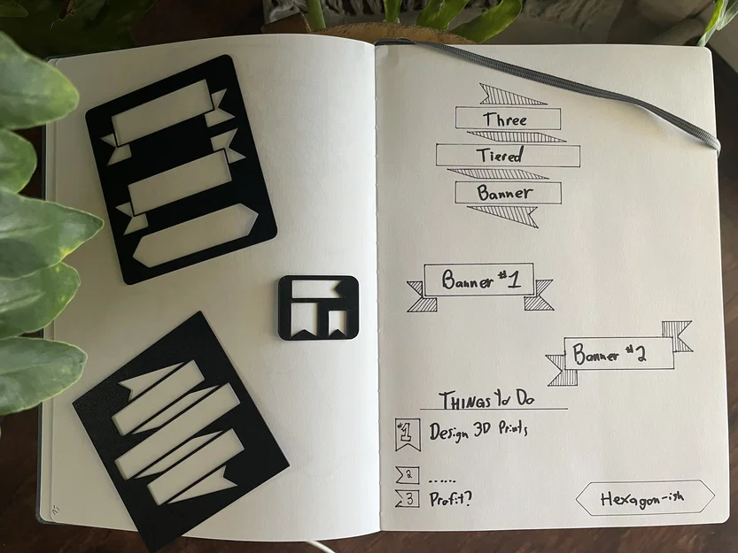 Bộ khuôn vẽ banner và bullet journaling cho sổ tay in 3D - Image 1