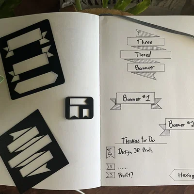 Bộ khuôn vẽ banner và bullet journaling cho sổ tay in 3D