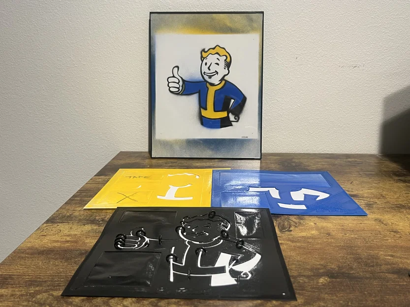 Bộ Stencil Fallout Vault Boy cho Poster 3 Màu - Image 1