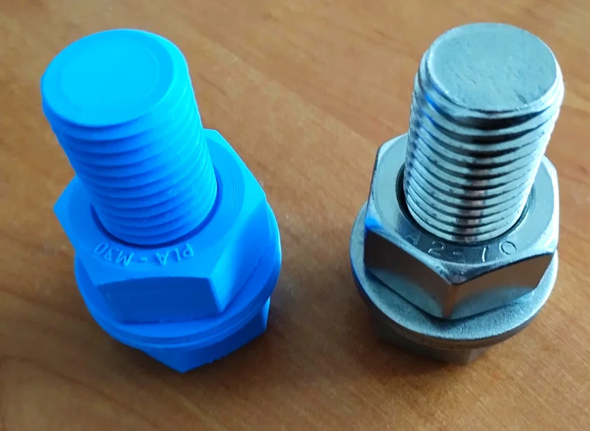 Mô hình bulông hệ mét M30x70 đầy đủ đai ốc và vòng đệm in 3D - Image 1