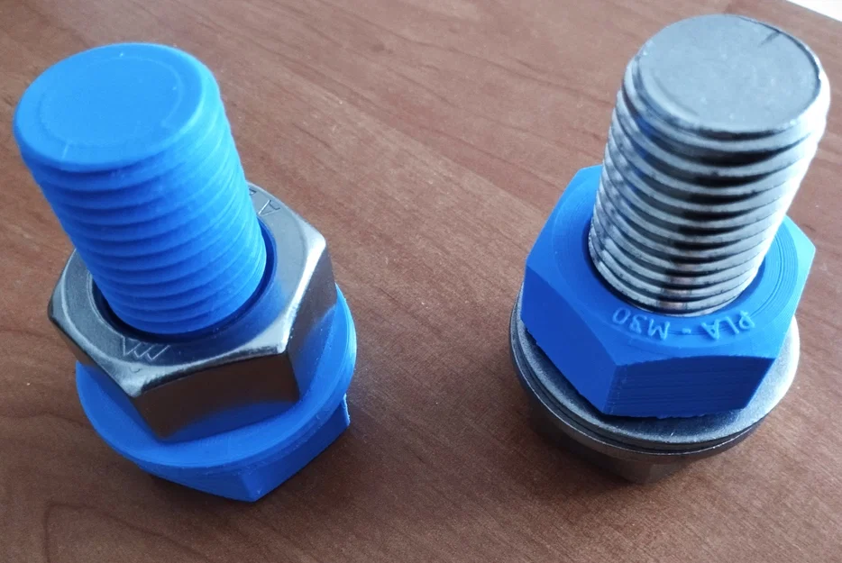 Mô hình bulông hệ mét M30x70 đầy đủ đai ốc và vòng đệm in 3D - Image 2