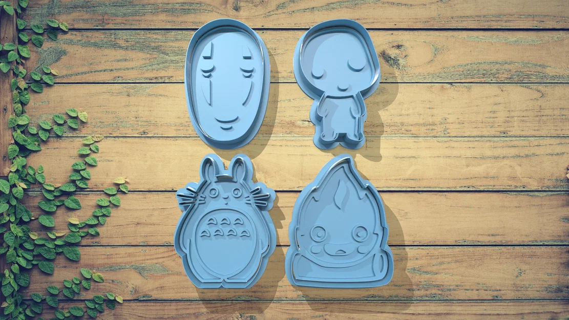 Bộ khuôn cắt bánh quy Ghibli 3D: Totoro, Calcifer, Kodama, Vô Diện - Image 1