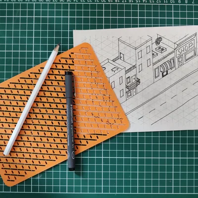 Template kẻ đường hỗ trợ vẽ isometric perspective
