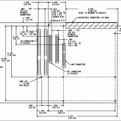 Rack Micro ATX và bảng kích thước lỗ (Micro ATX rack and measurements)