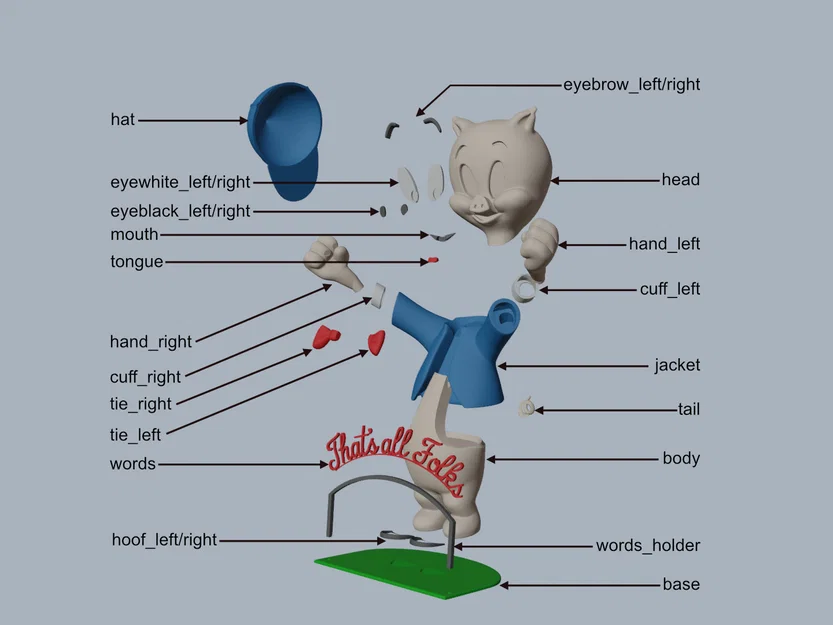 Mô hình 3D Porky Pig - Image 2