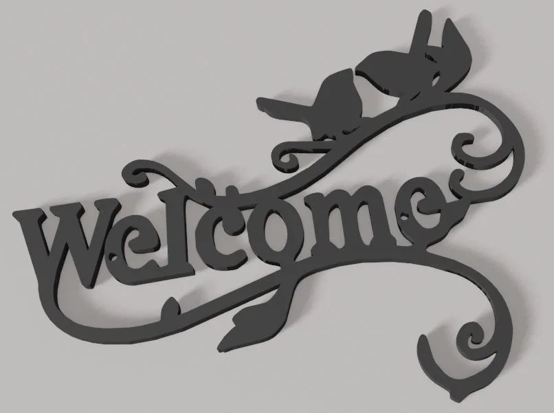 Bảng treo trang trí Welcome họa tiết đôi chim dễ thương cho gia đình - Image 1