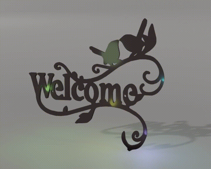 Bảng treo trang trí Welcome họa tiết đôi chim dễ thương cho gia đình - Image 3