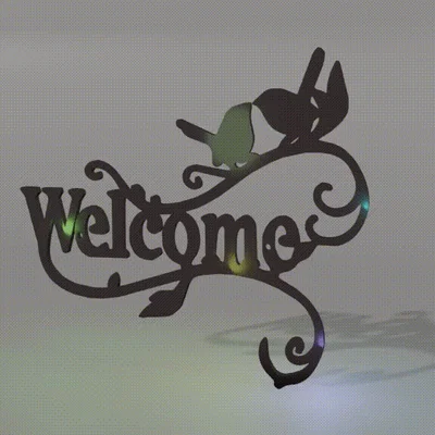 Bảng treo trang trí Welcome họa tiết đôi chim dễ thương cho gia đình