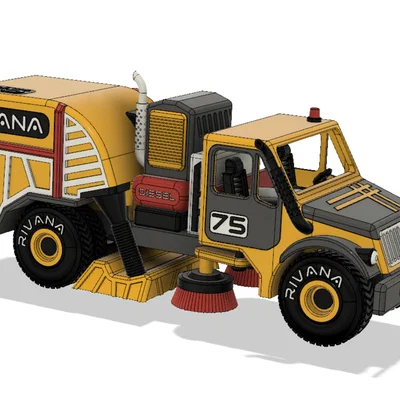 Xe Quét Đường Màu Vàng (Yellow Street Sweeper Truck)