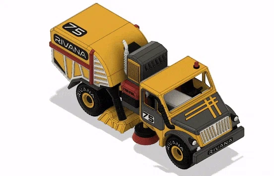 Xe Quét Đường Màu Vàng (Yellow Street Sweeper Truck) - Image 3