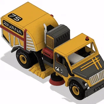 Xe Quét Đường Màu Vàng (Yellow Street Sweeper Truck)