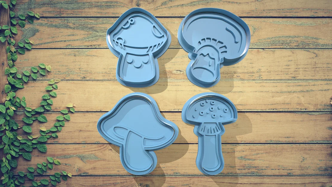 Bộ Khuôn Cắt Bánh Quy Hình Nấm Đáng Yêu (Mushroom Cookie Cutter) - Image 1