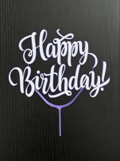 Mẫu phụ kiện cắm bánh kem Happy Birthday 3D in bền đẹp - Image 1